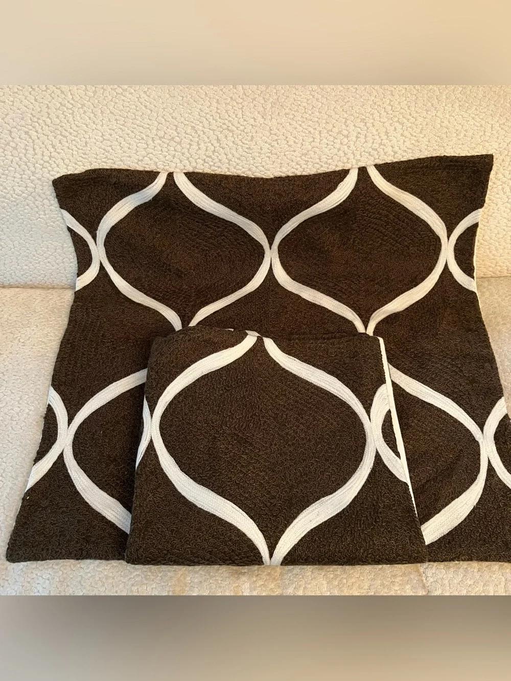 Pottery Barn Pillow Covers Set of 2 Arabesque 24in Embroidered Moroccan Brown
